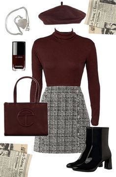 Brown Skirt Outfit Ideas, Brown Plaid Skirt Outfit, Dress Autumn Outfit, Sweater Dresses For Fall, Style A Sweater Dress, Heart Bible Verse, Brown Skirt Outfit, Acubi Outfit, Brown Plaid Skirt