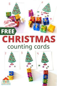 christmas counting cards with the words free