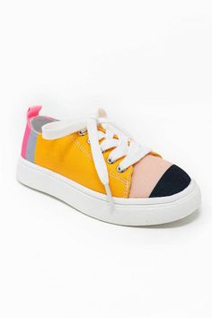 Trendy Multicolor Non-slip Sneakers, Yellow Cotton Lace-up Sneakers, Multicolor Cotton Canvas Shoes With Round Toe, School Canvas Shoes With Round Toe, Cotton Sneakers For School In Summer, Summer School Cotton Sneakers, Yellow Cotton Sneakers For Spring, Non-slip Cotton Lace-up Canvas Shoes, Non-slip Lace-up Cotton Canvas Shoes