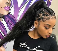 Weave Ponytail Styles, Faux Ponytail, Ponytail Cornrows, Afro Look, Rubber Band Ponytail, Attractive Hairstyles, Ponytail Ideas, Cute Ponytail Hairstyles, Brassy Hair