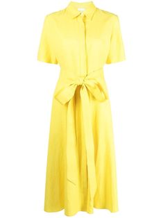 Dressy Summer Dresses, Happy Colours, Dressy Hats, Bow Detail Dress, Dress Yellow, Vestido Casual, Shades Of Yellow, Bow Detail, White Shoes