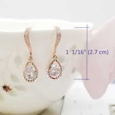 "⚠️⚠️⚠️ PLEASE MAKE SURE TO SEE THE PHOTO TO CHOOSE WHICH MESSAGE CARD NUMBER (#1-30) YOU WOULD LIKE ⚠️⚠️⚠️ SPECIFICATIONS: ♠ For Earrings * Length : 1 1/16 \" (Total Length) 2.7 cm * Crystal Size : 8 mm * Metal Type : Copper + Rose Gold Plated * Material : Cubic Zirconia * Ear wire with small Crystal ♠ For Necklace * Pendant Length : 7/8 \" (2.2 cm)-Total Length * Crystal Size : 8 mm * Necklace Chain Length : 16' IN + Extension 3\" * Metal Type : Copper + Rose Gold Plated * Material : Cubic Zir Gift Drop Bridal Earrings With Ear Wire, Dainty Teardrop Bridal Earrings With Ear Wire, Dainty Teardrop Bridal Earrings For Gift, Dainty Teardrop Bridal Earrings, Adjustable Rose Gold Earrings For Formal Events, Adjustable Rose Gold Earrings For Formal Occasions, Teardrop Bridal Earrings Gift, Formal Rose Gold Earrings, Gold Dangle Teardrop Earrings For Bridesmaid Gift