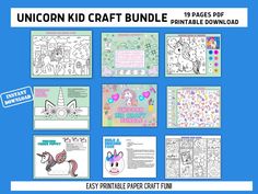 unicorn kid craft bundle for printable paper