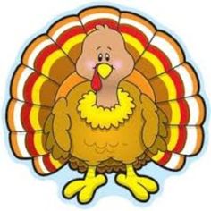 a cartoon turkey is standing in front of a white background