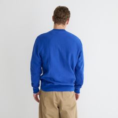 We had a goal when we set out to make this crewneck: Create a sweatshirt that can stand up to daily wear and tear, looks great with everything and feels just like an old favorite right from the start. Cut on the cross grain (an old-school method that prevents shrinkage), this 14-ounce cotton-polyester fleece is heavy enough to keep you warm but light enough that you can practically wear it all year-round. The interior is brushed for softness, and the richly dyed colors will only look better the Sweatshirt For Men, Fleece Sweatshirt, The Cross, The Start, Stand Up, Fashion News, Old School, Daily Wear, Looks Great