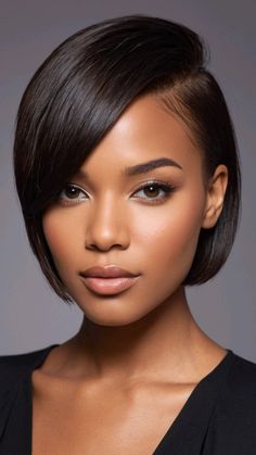 Discover gorgeous hairstyles for Black women and girls with this stunning look. From natural styles to intricate designs, these hairstyles are perfect for celebrating the beauty and versatility of Black hair. Whether you’re looking for a chic everyday look or something special, these Black girls' hairstyles offer inspiration for every occasion. Explore more styles that embrace the unique texture and beauty of Black hair Bob Cut Natural Hair Black Women, Silk Press Natural Hair Short Hairstyles, Natural Hair Short Hairstyles, Silk Press Natural Hair Short, Bridesmaids Hairstyle, Natural Hair Bob, Quick Weaves, Healthy Relaxed Hair, Pressed Natural Hair