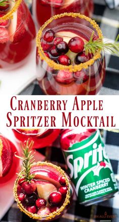 cranberry apple spritzer mocko cocktail in glasses