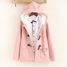 Home · Fashion Kawaii [Japan & Korea] · Online Store Powered by Storenvy Áo Blu, Hooded Wool Coat, Hooded Winter Coat, Pockets Design, Kawaii Fashion Outfits, Hoodie Coat, Rilakkuma, Winter Coats, Kawaii Clothes