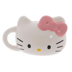 a hello kitty mug with a pink bow on it