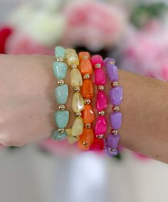 Elevate your wrist game with our Skipping Stones Bracelet Set in Multi – a vibrant and boho-inspired collection featuring 5 Row Ugly Stone Beaded Bracelets. This stretch bracelet set is perfect for those who love to embrace the beauty of natural stones in a trendy and eclectic design.
The Skipping Stones Bracelet Set ensures easy wear and a comfortable fit, allowing you to effortlessly layer your wrists with these unique and eye-catching pieces. The multi-colored stone beads add a playful Stone Beaded Bracelets, Skipping Stones, Trending Bracelets, Wrist Game, Bracelets Diy, Colored Stone, Eclectic Design, Beaded Bracelets Diy, Bracelet Stack