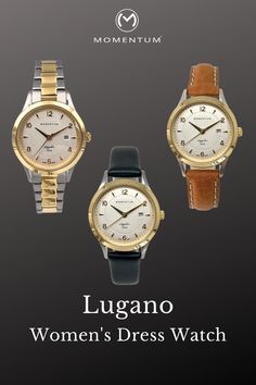 The Lugano features a beautiful warm silver-tone dial with gold plated markers. It is housed in a beautifully contrasted two-tone case and comes standard with ultra-durable sapphire crystal. The Lugano is for those who appreciate vintage design, subtle details, and legibility. Buy Watches, Gifts For My Wife, Retro 70s