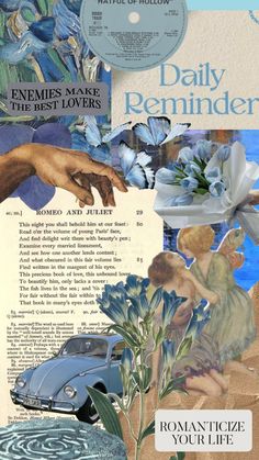 a collage of blue flowers and hands with the words daily reminders on it