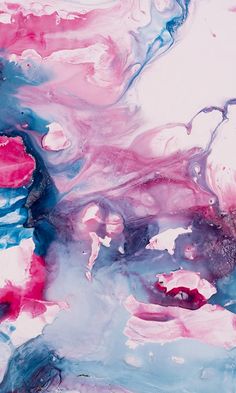 an abstract painting with red, white and blue colors