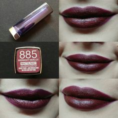 Midnight Merlot Maybelline, Merlot Lipstick, Frau Blucher, Maybelline Eyeshadow, Maquillage On Fleek, Maybelline Lipstick, Maybelline Color Sensational, Dark Lipstick, Swag Makeup