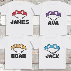 Hi All! Personalised Name Turtles design! :) I have a combination of clothing products that I print on, mainly Personalised items to make your choice of clothing or gift unique! I use a combination of printing techniques on some designs from Vinyl and to printing directly onto the bodysuits. Please let me know if you have and specific designs or ideas that you may want and I'm sure I can do this for you :) Unisex White T-shirt For Playtime, Playful White Customizable T-shirt, Playful Customizable White T-shirt, Bebe T Shirt, Turtle Design, Baby T Shirts, Baby Body, Strong Colors, Great T Shirts