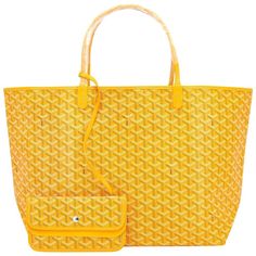 Goyard Jaune Yellow St Louis GM Chevron Tote Bag Celeb Fave Brand New in Box. Store Fresh. Pristine Condition (with plastic on handles) Perfect gift! Comes with yellow Goyard sleeper and inner organizational pochette. This is the famous Goyard Chevron Tote in the celeb favorite Jaune colorway! This gorgeous warm yellow colorway is often seen on Khloe Kardashian, Hilary Duff, and Jada Pinkett-Smith. The GM St Louis is the ideal chic and easy tote! Comes with sturdy and comfortable white leather s Yellow Goyard, Goyard Luggage, Totes Ideas, Goyard Tote, Goyard Bag, Kelly Bag, Designer Totes, Hilary Duff, Yellow Leather