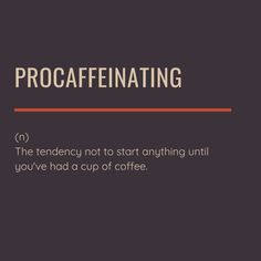 the words procafefiating are written in orange and black on a dark background