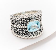 Everything's coming up...flowers! Get in on the nature-inspired trend -- JAI style -- with this stunningly floral-textured gemstone ring. The back tapers for comfortable wear. From JAI.