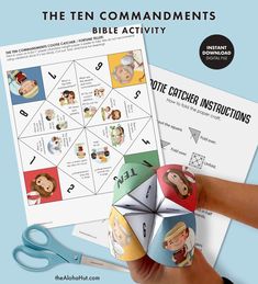 THE TEN COMMANDMENTS Lesson Help Cootie Catcher Kids Activity Religious Christian Church Jesus Primary Homeschool Pages Bible Stories 10 - Etsy Adventure Bible, Bible Ideas