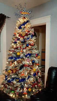 a decorated christmas tree in a living room