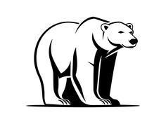 a black and white drawing of a bear