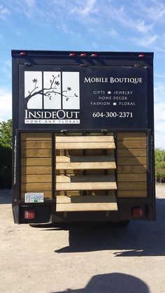 the insideout mobile boutique truck is parked outside