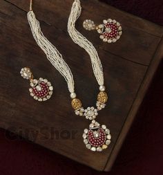 Pearl n polki Pearl Jewelry Design, Gold Necklace Set, Gold Jewelry Indian