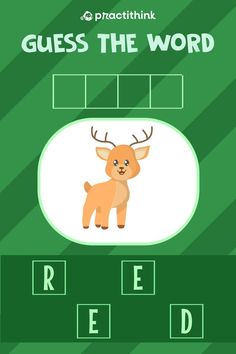 the game guess the word with an image of a deer on it and words that spell out