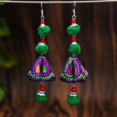 New handmade women's earrings ethnic style original Joker fabric colored ball embroidered earrings Embroidered Earrings, Ethnic Style, Blue Rose, Ethnic Fashion, Free Giveaway, New Outfits, Fabric Color, Red Green, Red Roses