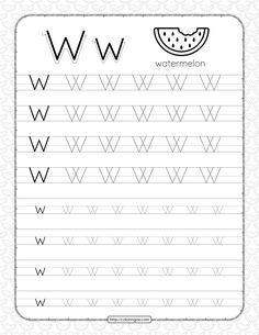 the letter w is for watermelon worksheet with handwriting and numbers on it