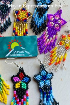 Thank you for your support. Check out Mayan Expressions on Etsy for more colors and designs. Earrings For Kids, Beadwork Ideas, Christmas Bling, Bling Earrings, Earrings Hoops, Earring Designs, Kids Earrings, Earrings Christmas, Jewelry Earring