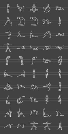 an image of people doing different yoga poses on their hands and legs, all drawn in one line