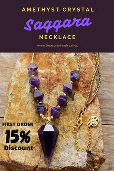 Purple Necklaces For Festivals And Gifts, Purple Spiritual Crystal Necklace For Festivals, Spiritual Purple Crystal Necklace For Festivals, Raw Amethyst Crystal, Boho Jewellery Necklaces, Amethyst Crystal Necklace, Bohemian Style Jewelry, Raw Amethyst, Stone Beaded Necklace