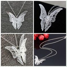 This is a beautiful brand new silver plated butterfly pendant and chain. The chain is 20 inches long. Elegant Silver Butterfly Necklace With Charm, Butterfly Shaped Necklace With Chain As Gift, Butterfly Chain Necklaces, Silver Butterfly Necklace With Clavicle Chain, Silver Butterfly Jewelry With Adjustable Chain, White Sterling Silver Butterfly Necklace, White Butterfly Pendant Necklace With Adjustable Chain, Silver Sterling Butterfly Necklace With Adjustable Chain, Silver Butterfly Necklace For Party