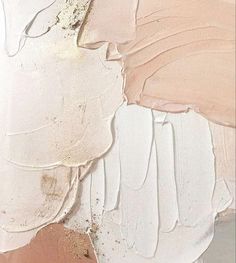 an abstract painting with white and pink colors on the paint chippings, including some brown