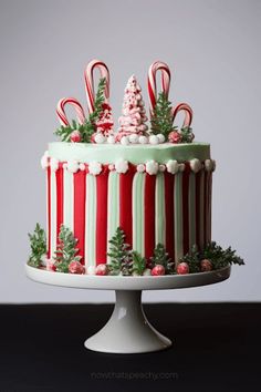 a christmas cake decorated with candy canes and candies