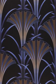 an art deco wallpaper design in black and blue