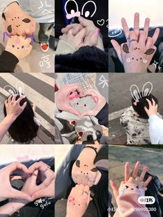 many different pictures of people making faces with their hands and fingers in the shape of animals