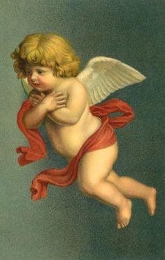 an image of a cupid angel holding a mirror