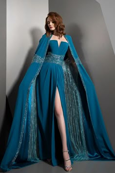 Goddess Dresses, Ziad Nakad, Beaded Cape, Cape Gown, Goddess Dress, Fantasy Dresses, Fashion Gowns, فستان سهرة, Fancy Dress Design