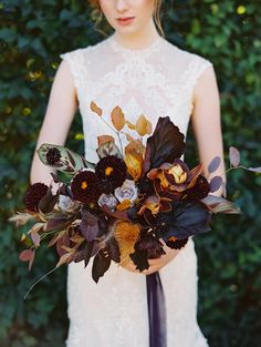 a woman holding a bouquet of flowers in front of her face and the words luxurious hidden garden color palette