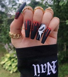 Ongles Goth, Scary Nails, Horror Nails, Nail Art Halloween, Holloween Nails, Halloween Acrylic Nails, Cute Halloween Nails, Red Nail Designs