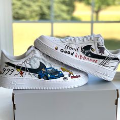 WRLD - Goodbye and Good Riddance - AF1's - Tommy Manning Art Goodbye And Good Riddance, King Lebron, Mafia Boss, Cars Music, Custom Nike Shoes, Good Riddance, Custom Nike, Lil Uzi, Lil Uzi Vert