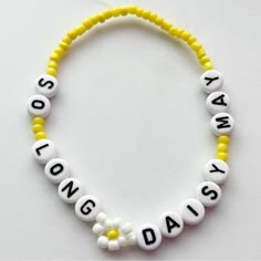 So Long Daisy May From Midnights Album (You’re On Your Own Kid) Perfect For The Eras Tour Concert Or Any Swifty Fan Hand Made And Not Affiliated With Actual Ts Tour Merch Other Songs And Bracelets For Sale Separately In Other Listings In My Poshmark Closet! *First Time On Poshmark?! Sign Up Using Code Poshpittsburgh And Get A $10 Account Credit! Swiftie Bracelets, Princess Peach Party, Taylor Bracelet, Taylor Swift Friendship Bracelet, Taylor Swift Jewelry, Eras Bracelets, Midnights Album, Eras Tour Bracelets, Eras Tour Concert