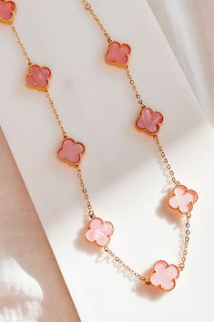 Color: Pink, Gold Choker Style 24K Gold Plated Pink Flower/Clover Charms 14.5" Length 2" Extender Launched: 6/4/24 Hope Scope, Colorful Nail, Pinterest Ideas, Clover Charm, Colorful Nail Designs, Choker Style, Gold Choker, Sell Online, Cute Bracelets