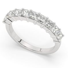 This princess-cut diamond halfway wedding band is not only a stunning choice for your special day but also serves as a timeless and versatile accessory. Whether worn alone as a symbol of your everlasting love or paired with an engagement ring, it adds a touch of elegance and sophistication to any ensemble. Alternatively, choose from our options of natural, lab-grown diamonds or dazzling moissanites at three different price points to fit your unique preferences and budget. Please check below to s Radiant Cut Eternity Band With Prong Setting, Radiant Cut Diamond Eternity Band For Anniversary, Radiant Cut Eternity Band With Prong Setting For Anniversary, Radiant Cut Brilliant Diamond Eternity Band For Anniversary, Half Eternity Radiant Cut Diamond Ring, Wedding Diamond Ring, Princess Cut, Brilliant, Wedding Diamond Ring With Prong Setting And Square Cut, Wedding Diamond Ring With Princess Cut Brilliant, Anniversary Radiant Cut White Gold Eternity Band