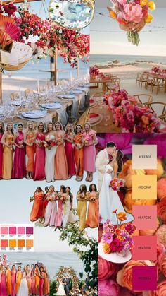 the color scheme for this wedding is orange and pink