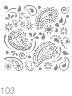 the stencil is designed to look like an ornate paisley design, with flowers and leaves