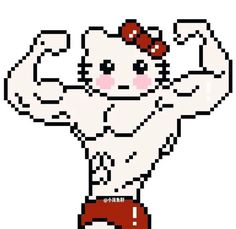 an image of a cartoon character with his arms up and hands behind his head, in the style of pixel art