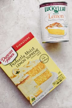 two boxes of lemon cake next to each other